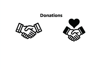 Donations and Charity Icon Handshake Symbols Helping People and Community Support Together in Solidarity