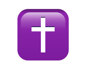 Gradient purple Latin, Christian cross icon round corner button