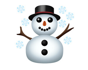 Classic snowman made from two large snowballs icon with snowflake