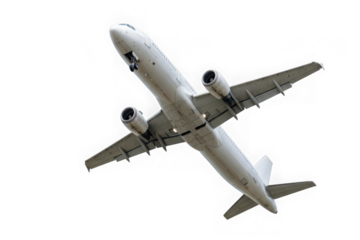 Modern commercial airliner in flight against a void aerial transportation jet aircraft transparent background