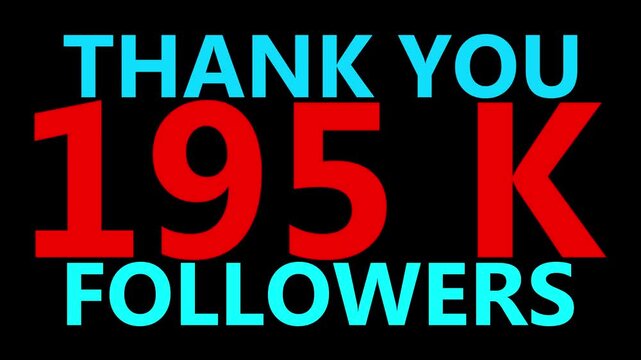 Thank you 195 K followers. 195,000 followers realistic sign on the brick wall animation. confetti party effects, social media milestone motion graphics animation