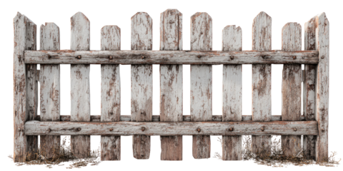 Aged, weathered wooden picket fence