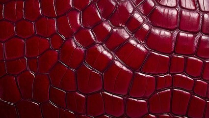 Elegant Red Crocodile leather upholstery for a luxurious background texture.