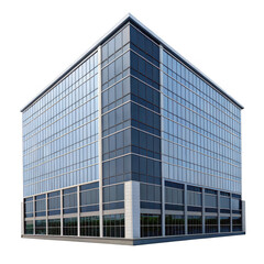 Modern glass office building isolated on transparent background