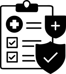 Obraz premium Health Insurance Security Shield Icon Representing Safety and Protection in Medical Coverage with Checkmarks and a Plus Sign, Symbolizing Trust and Assurance in Healthcare Services