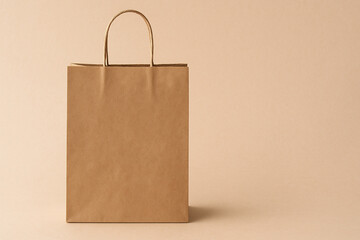 Brown Paper Shopping Bag Mockup with Twisted Handles and Copy Space