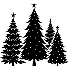 Set Of Silhouette Christmas Tree, Silhouette Christmas Tree Set, Silhouette Christmas Tree Vector, Silhouette Christmas Tree Vector, Christmas Tree Silhouette Vector