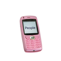 Pink Cell Phone with Text on Screen Illustration Isolated on White for Mobile Tech Design Themes
