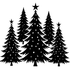 Set Of Silhouette Christmas Tree, Silhouette Christmas Tree Set, Silhouette Christmas Tree Vector, Silhouette Christmas Tree Vector, Christmas Tree Silhouette Vector	