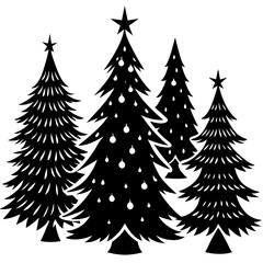 Obraz premium Set Of Silhouette Christmas Tree, Silhouette Christmas Tree Set, Silhouette Christmas Tree Vector, Silhouette Christmas Tree Vector, Christmas Tree Silhouette Vector 