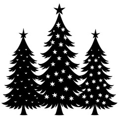 Set Of Silhouette Christmas Tree, Silhouette Christmas Tree Set, Silhouette Christmas Tree Vector, Silhouette Christmas Tree Vector, Christmas Tree Silhouette Vector	