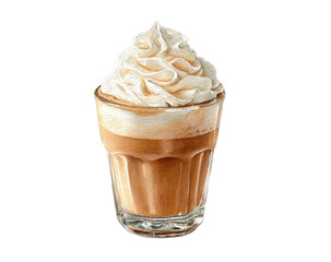 Creamy coffee drink in a glass