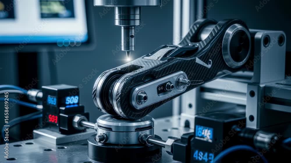 Poster highresolution macro shot of an exoskeleton link joint during repeated mechanical fatigue tests on a