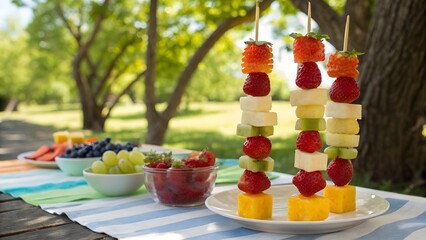 rainbow-fruit-skewers-on-summer-picnic-table