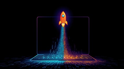 A futuristic rocket launch symbolizing AI agent growth and the future of AGI technology and ASI superintelligence for agentic autonomy