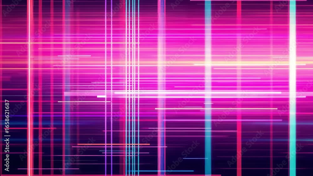 Poster glowing neon light grid animation with abstract colorful motion background and vibrant design in 4k 