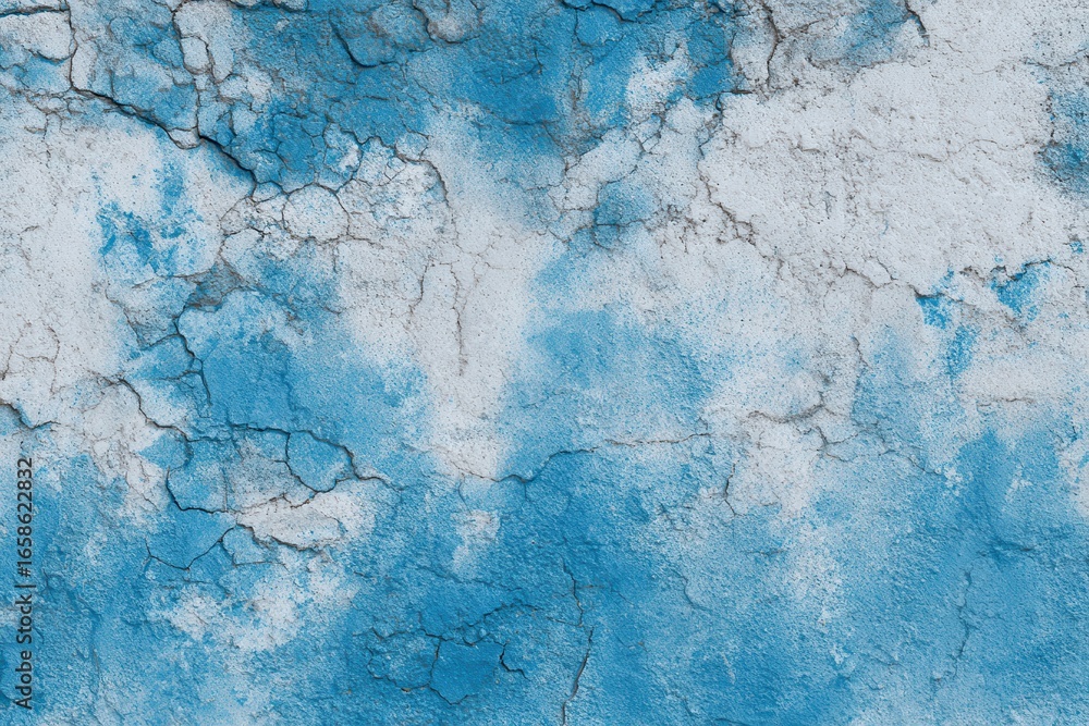 Poster abstract blue texture on a weathered cement concrete wall showcasing unique patterns and cracks in a