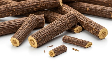 Pile of licorice root pieces