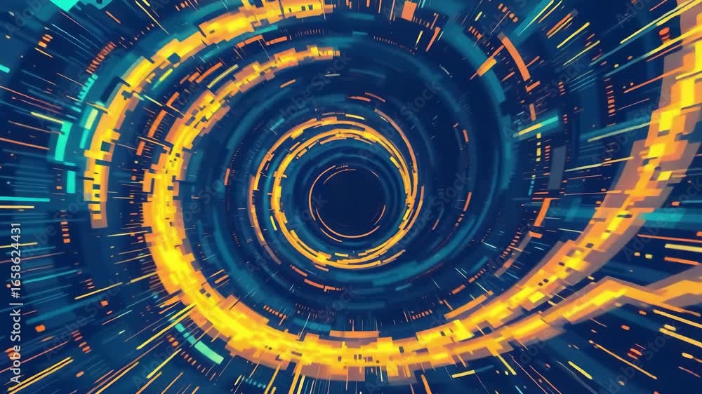 Poster abstract spiral vortex animation with glowing circular motion design and futuristic energy backgroun
