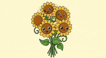 Cheerful Cartoon Sunflower Bouquet © Helois