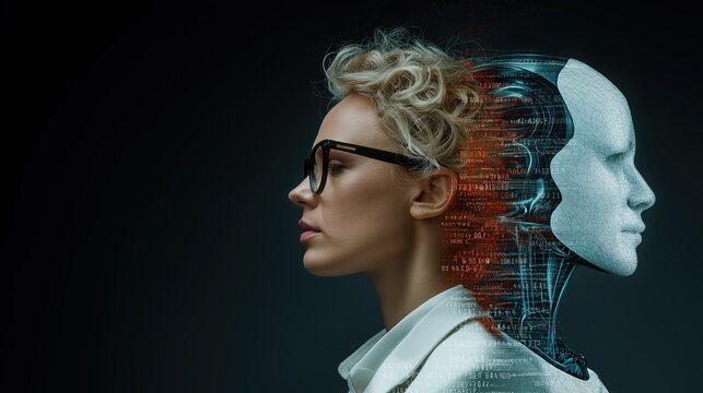 A futuristic humanoid AI agent robot and a human working as a team using agentic AGI technology and ASI superintelligence for autonomy during the future singularity