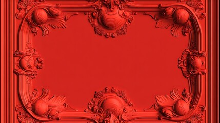 Ornate red frame with embossed design