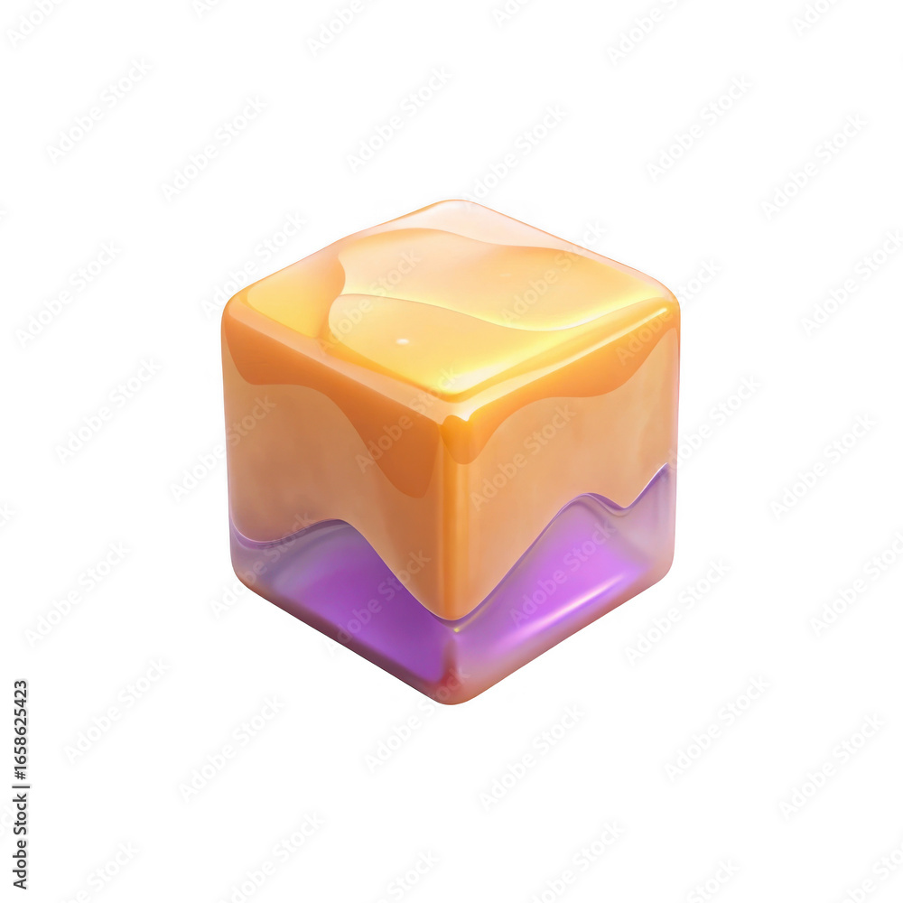 Poster 3d abstract cube with swirling colors isolated on transparent background