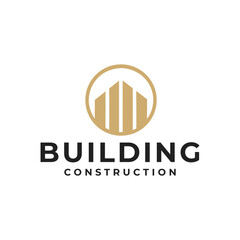 Modern gold building construction logo design