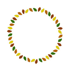 Autumn card with oak leaves on white background. Simple autumn leaf for template, banner, sticker