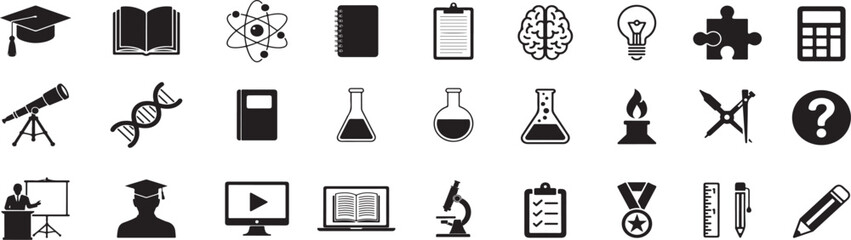 Obraz premium Collection of science education and research icons