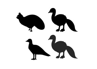 Silhouette Birds: A collection of elegant bird silhouettes gracefully depicted against a contrasting background, Each silhouette is unique in shape.