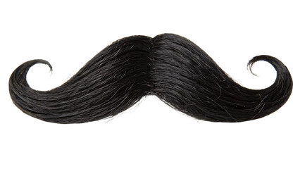 Classic black handlebar mustache isolated on transparent background