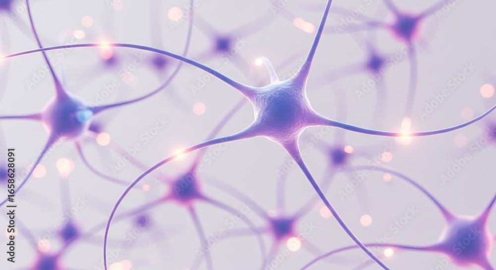 Poster Neuron Cells Network with Synapses Connection