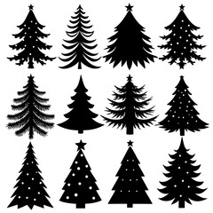 Obraz premium Set Of Silhouette Christmas Tree, Silhouette Christmas Tree Set, Silhouette Christmas Tree Vector, Silhouette Christmas Tree Vector, Christmas Tree Silhouette Vector 