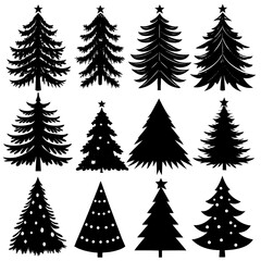 Obraz premium Set Of Silhouette Christmas Tree, Silhouette Christmas Tree Set, Silhouette Christmas Tree Vector, Silhouette Christmas Tree Vector, Christmas Tree Silhouette Vector 