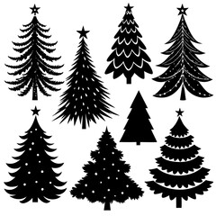 Set Of Silhouette Christmas Tree, Silhouette Christmas Tree Set, Silhouette Christmas Tree Vector, Silhouette Christmas Tree Vector, Christmas Tree Silhouette Vector	