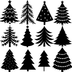 Obraz premium Set Of Silhouette Christmas Tree, Silhouette Christmas Tree Set, Silhouette Christmas Tree Vector, Silhouette Christmas Tree Vector, Christmas Tree Silhouette Vector 
