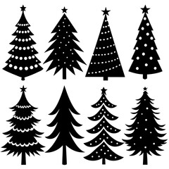 Set Of Silhouette Christmas Tree, Silhouette Christmas Tree Set, Silhouette Christmas Tree Vector, Silhouette Christmas Tree Vector, Christmas Tree Silhouette Vector	