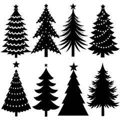 Set Of Silhouette Christmas Tree, Silhouette Christmas Tree Set, Silhouette Christmas Tree Vector, Silhouette Christmas Tree Vector, Christmas Tree Silhouette Vector	