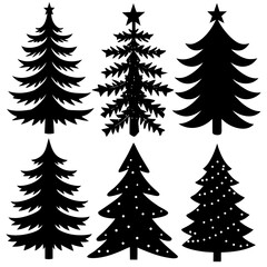 Set Of Silhouette Christmas Tree, Silhouette Christmas Tree Set, Silhouette Christmas Tree Vector, Silhouette Christmas Tree Vector, Christmas Tree Silhouette Vector	