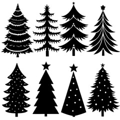 Set Of Silhouette Christmas Tree, Silhouette Christmas Tree Set, Silhouette Christmas Tree Vector, Silhouette Christmas Tree Vector, Christmas Tree Silhouette Vector	