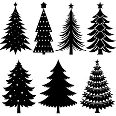 Set Of Silhouette Christmas Tree, Silhouette Christmas Tree Set, Silhouette Christmas Tree Vector, Silhouette Christmas Tree Vector, Christmas Tree Silhouette Vector	