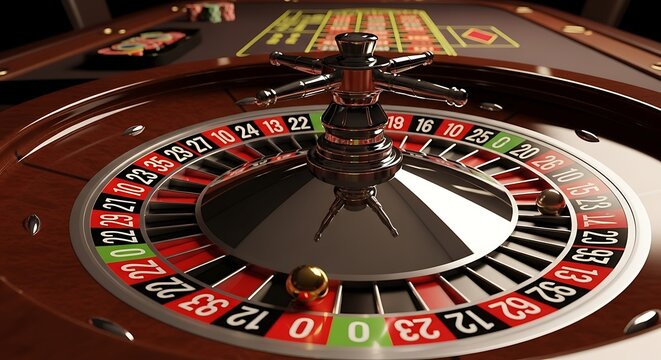Close-up of a Roulette Wheel with Golden Ball