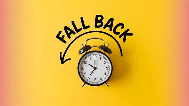 Photo of fall back alarm clock reminder for daylight saving time change in autumn season