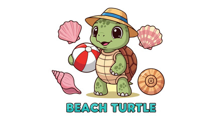 Adorable Beach Turtle VECTOR Illustration Cute Kura Kura SVG © Mr.atungs
