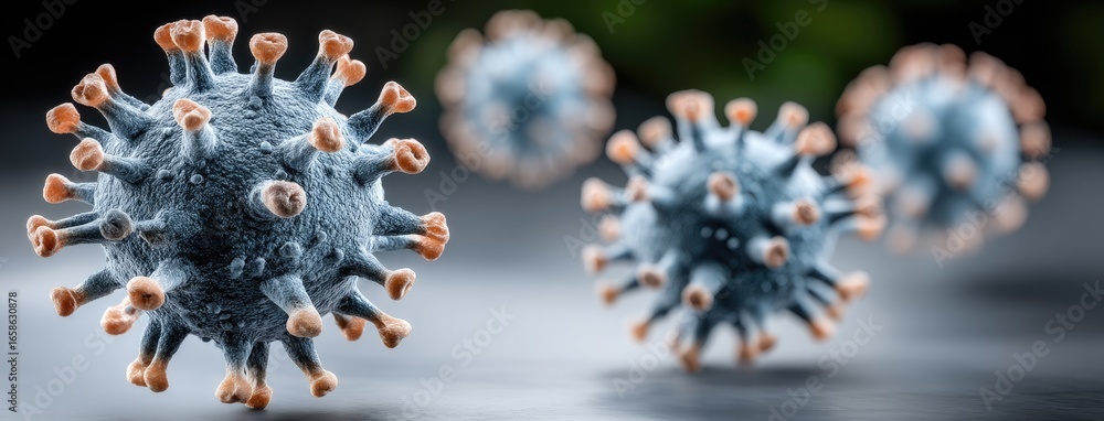 Aufkleber microscopic view of a virus showcasing its unique structure and features under scientific observatio