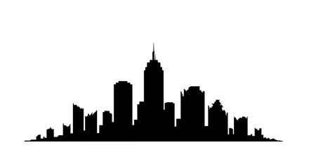 Fototapeta premium City Skyline Silhouette A Striking Black and White Illustration of Urban Architecture Perfect for Modern Design Projects silhouette