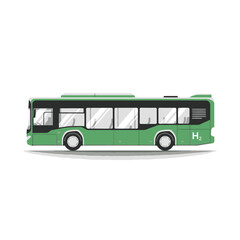 Green hydrogen powered bus illustration, Side view of a green public transport bus powered by hydrogen, a clean energy technology