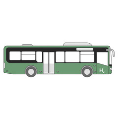 Green Hydrogen Bus Illustration for Sustainable Transportation Projects, Eco-Friendly Public Transport Concept with Hydrogen Fuel