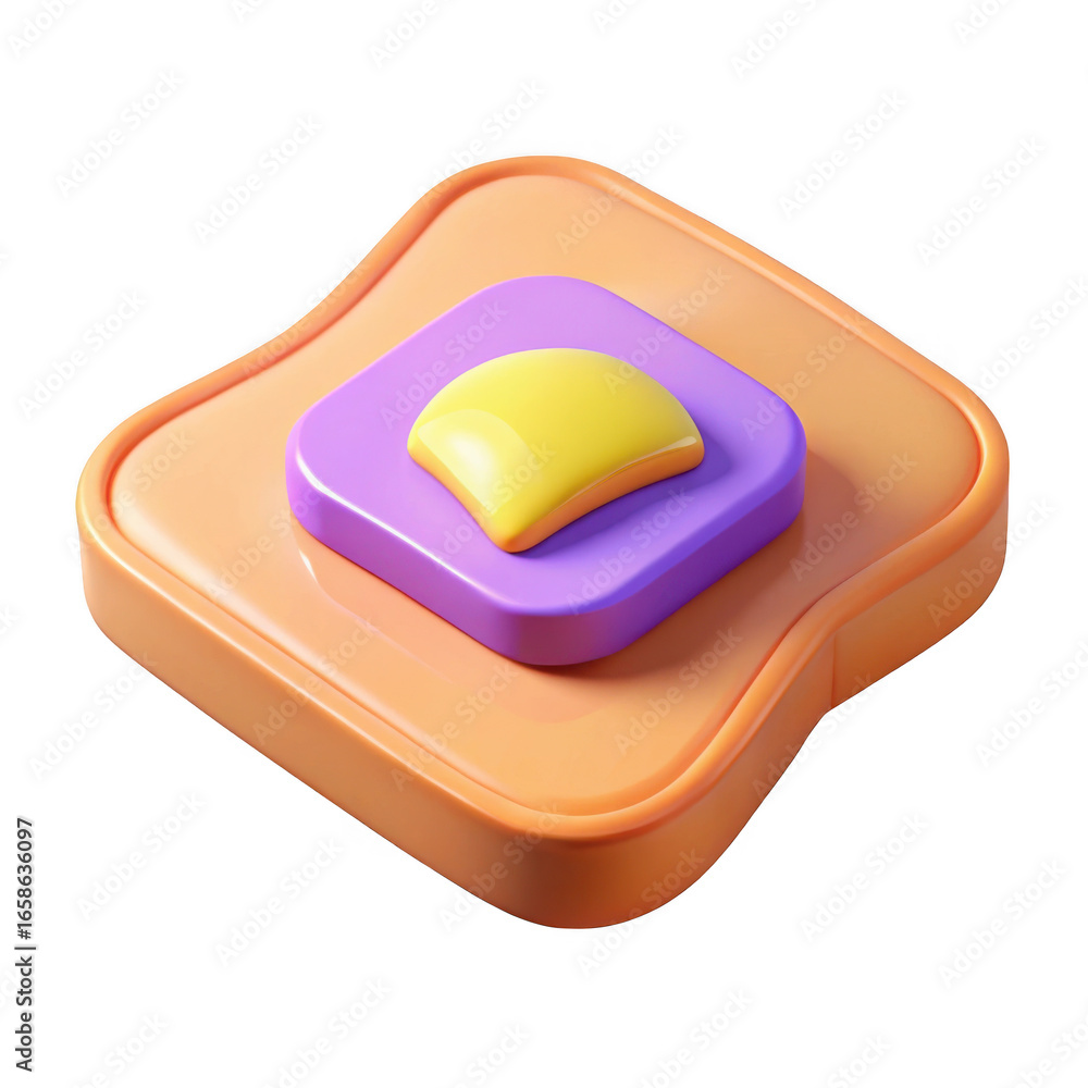Poster 3d toasted bread with butter isolated on transparent background